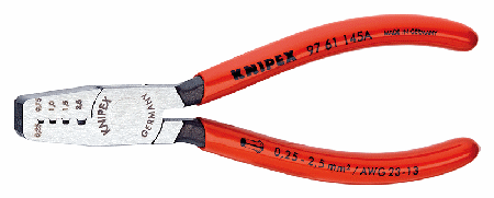 5-3/4" End Sleeve Crimping Pliers, Polished Head, Plastic Grips