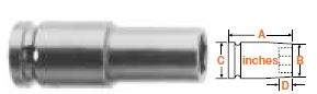 3/8" Square Drive Socket, SAE 15/16" Female Hex