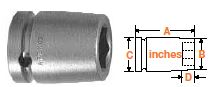 3/4" Square Drive Socket, SAE 2 1/4" Hex Opening