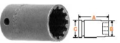 1/2" Square Drive Socket For Spline Fasteners