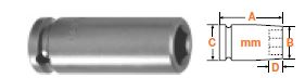 1/4" Square Drive Socket, Metric 12mm Hex Opening Fixed Magnet