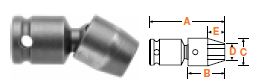 1/2" Square Drive Universal Swivel Wrench, SAE 9/16" Hex Opening