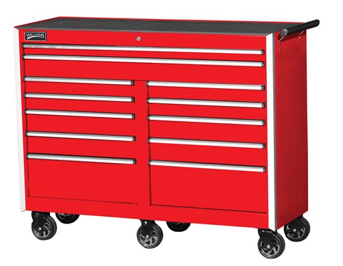 54" 12 Drawer Commercial Roll Cabinet - Red