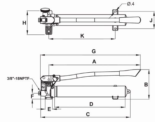 Single Speed Hand Pump 36.5.0 in Usable Oil Capacity