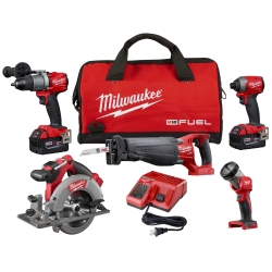 M18 5-pc Saw/ Hammer Drill/ Hex Impact/ Light Kit