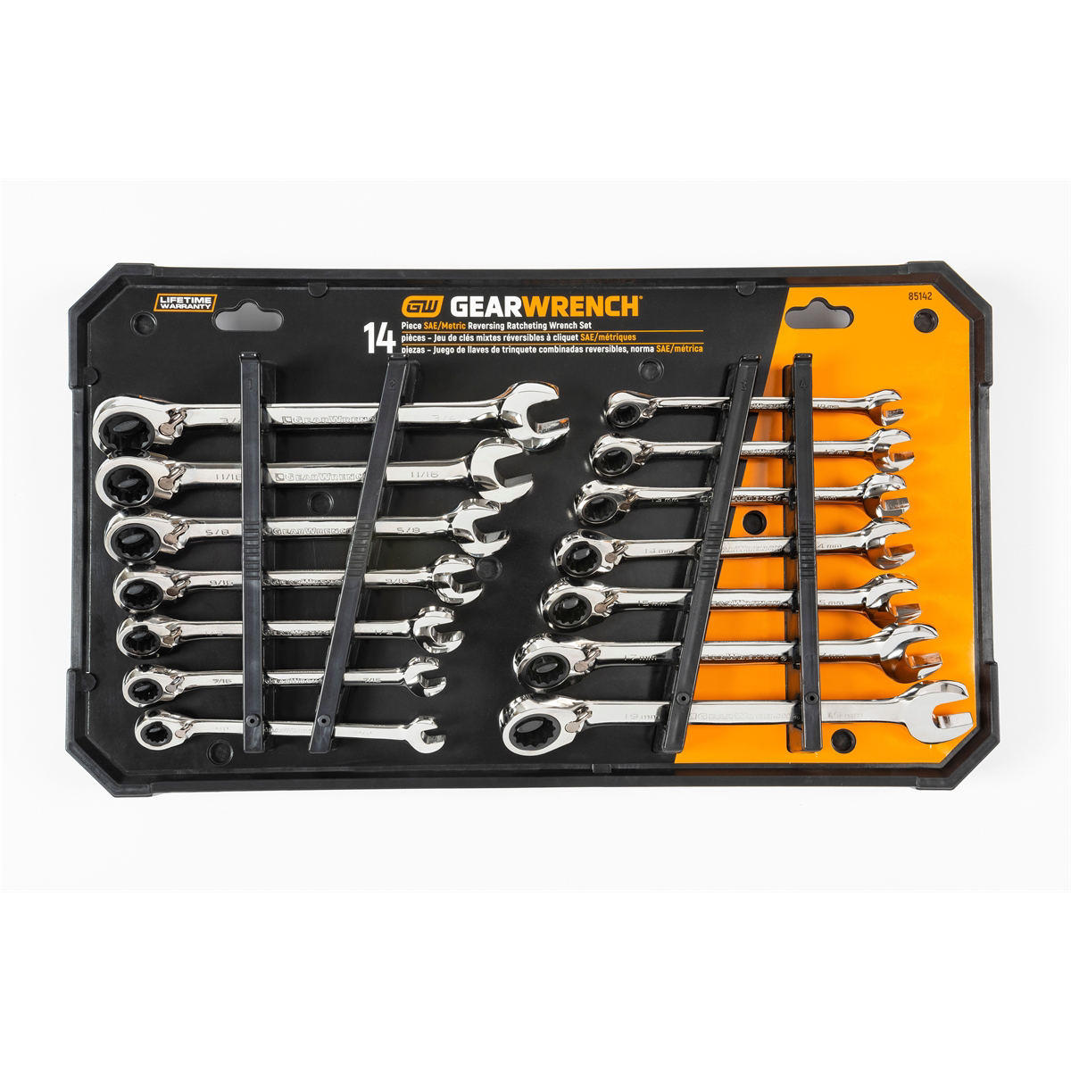 14 Piece SAE & Metric Reversible Combination Ratch