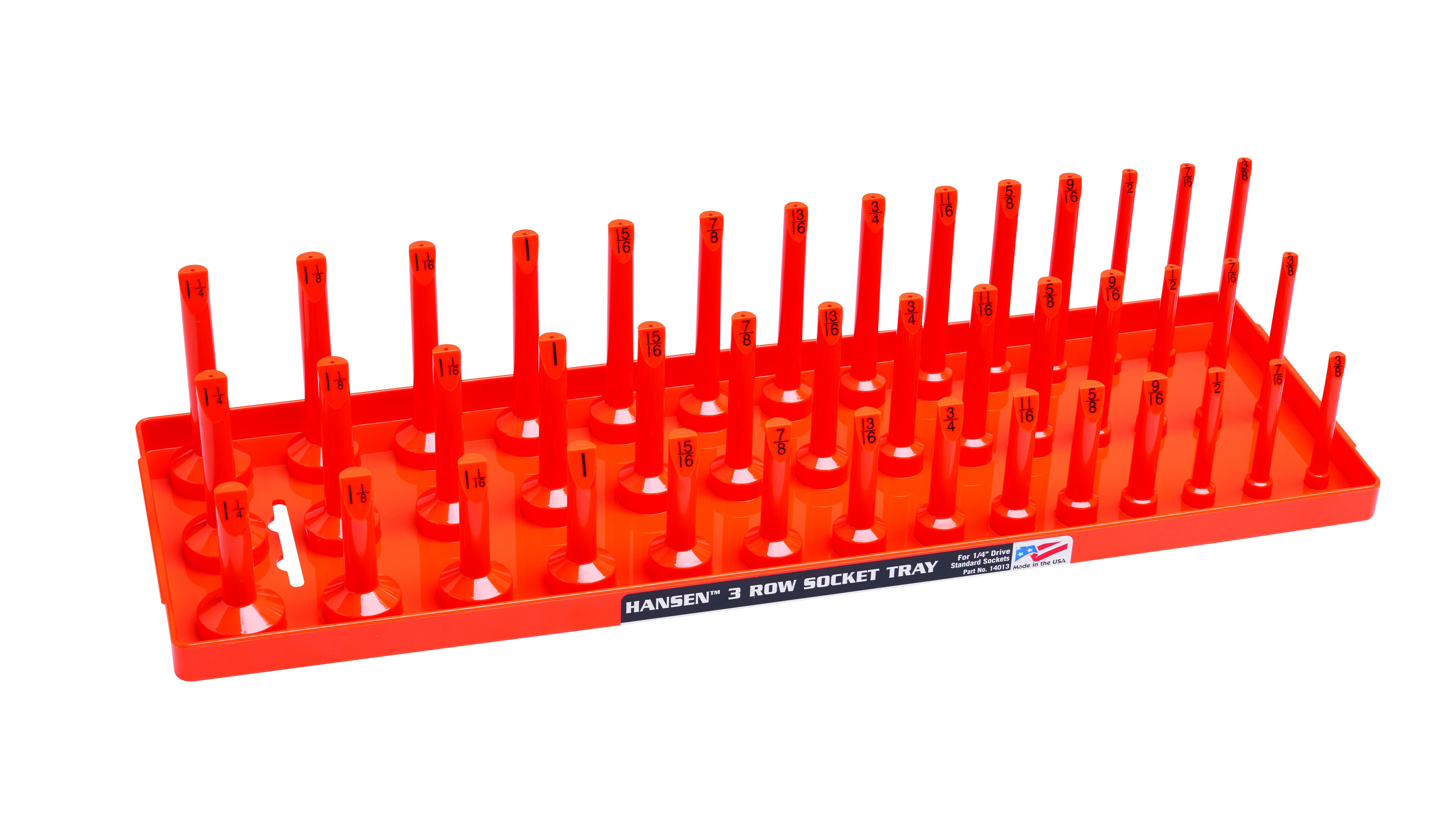 1/2" SAE 3-Row Socket Tray - Orange