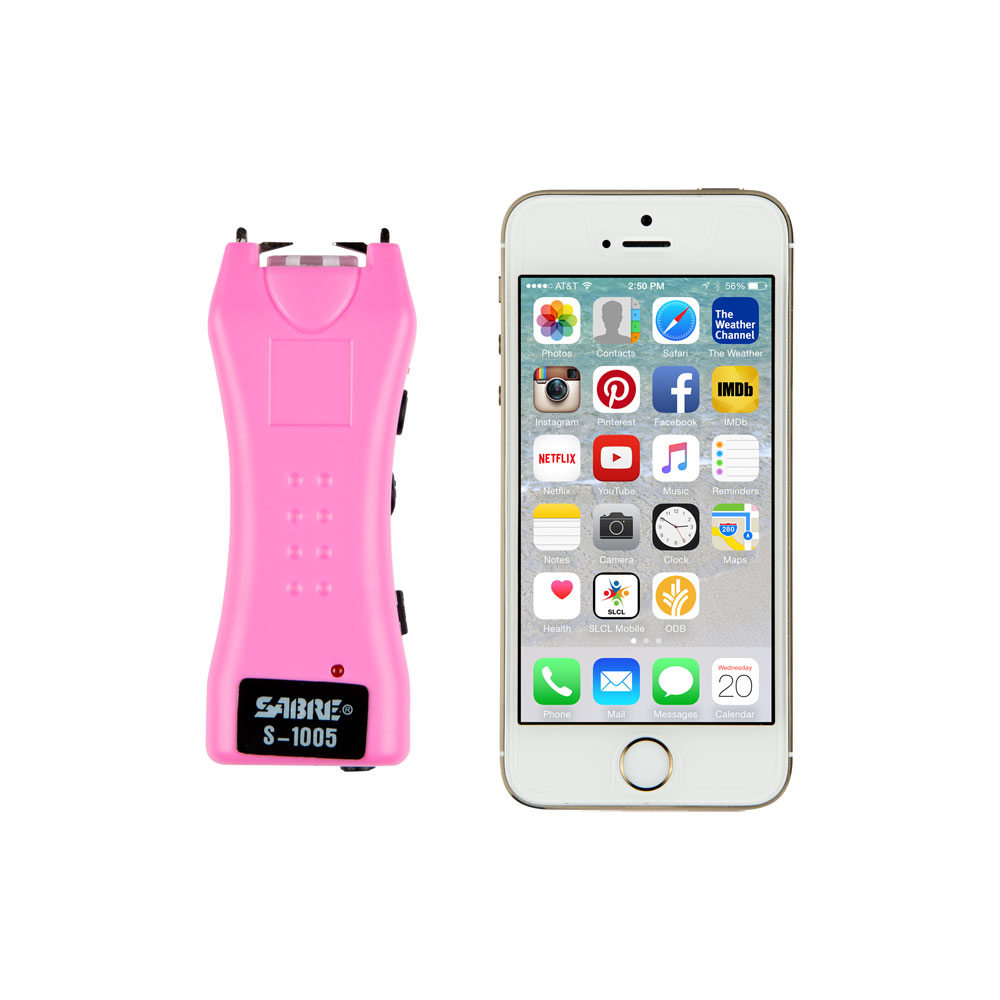 SABRE Pink Dual Capcitor Stun Gun with Flashlight