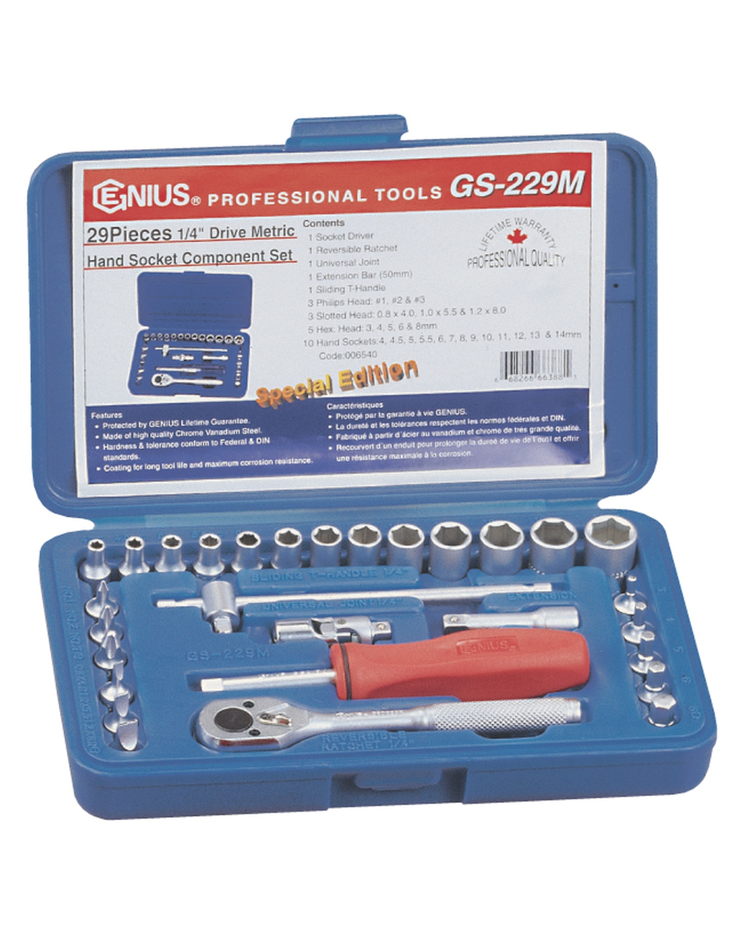 29PC 1/4" Dr. Metric Hand Socket Set