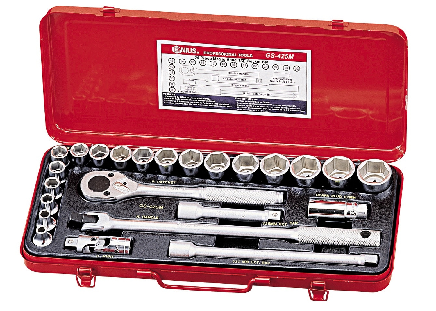 25PC 1/2" Dr. Metric Hand Socket Set