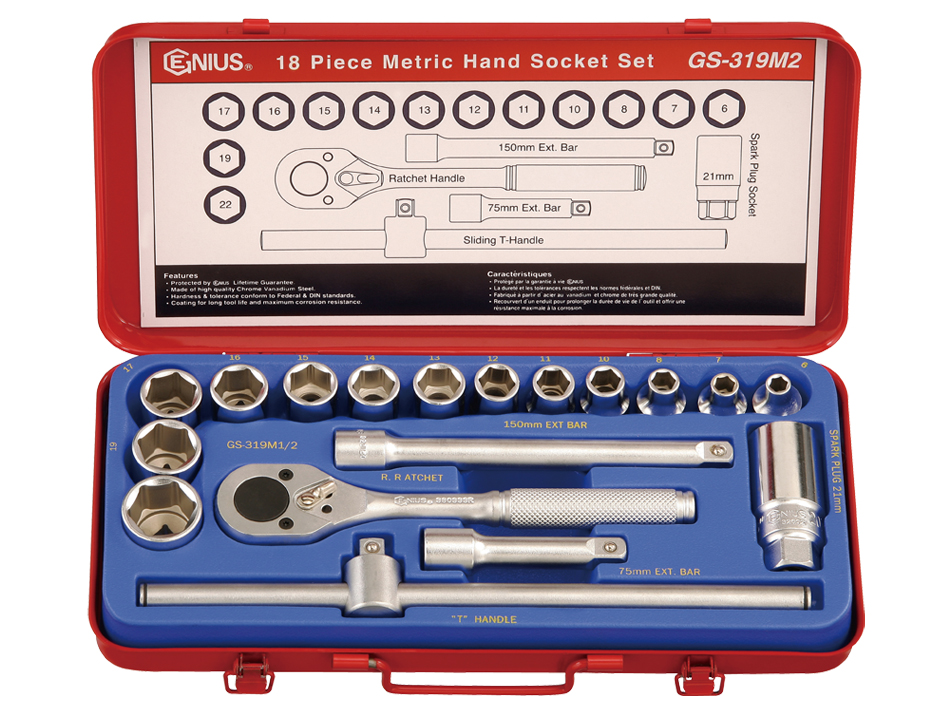 19PC 3/8" Dr. Metric Hand Socket Set