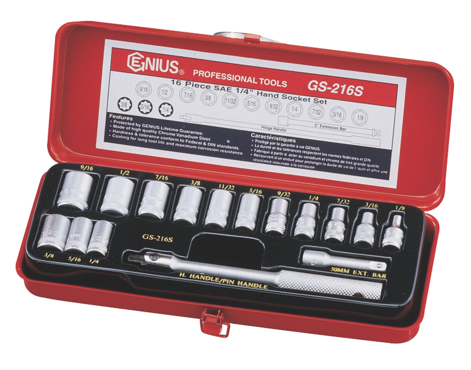 16PC 1/4" Dr. Hand Socket Set