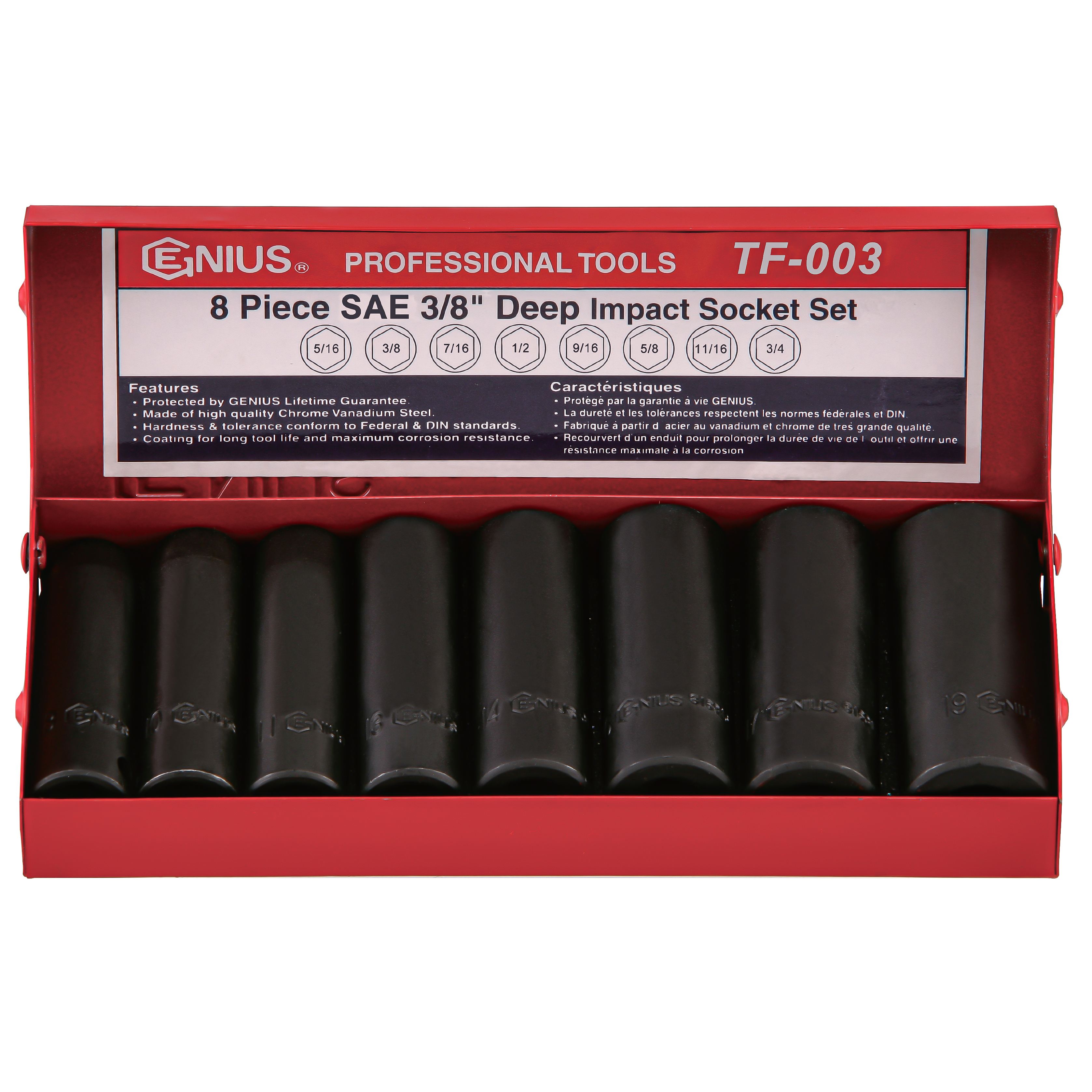 8PC 3/8" Dr. SAE Deep Impact Socket Set