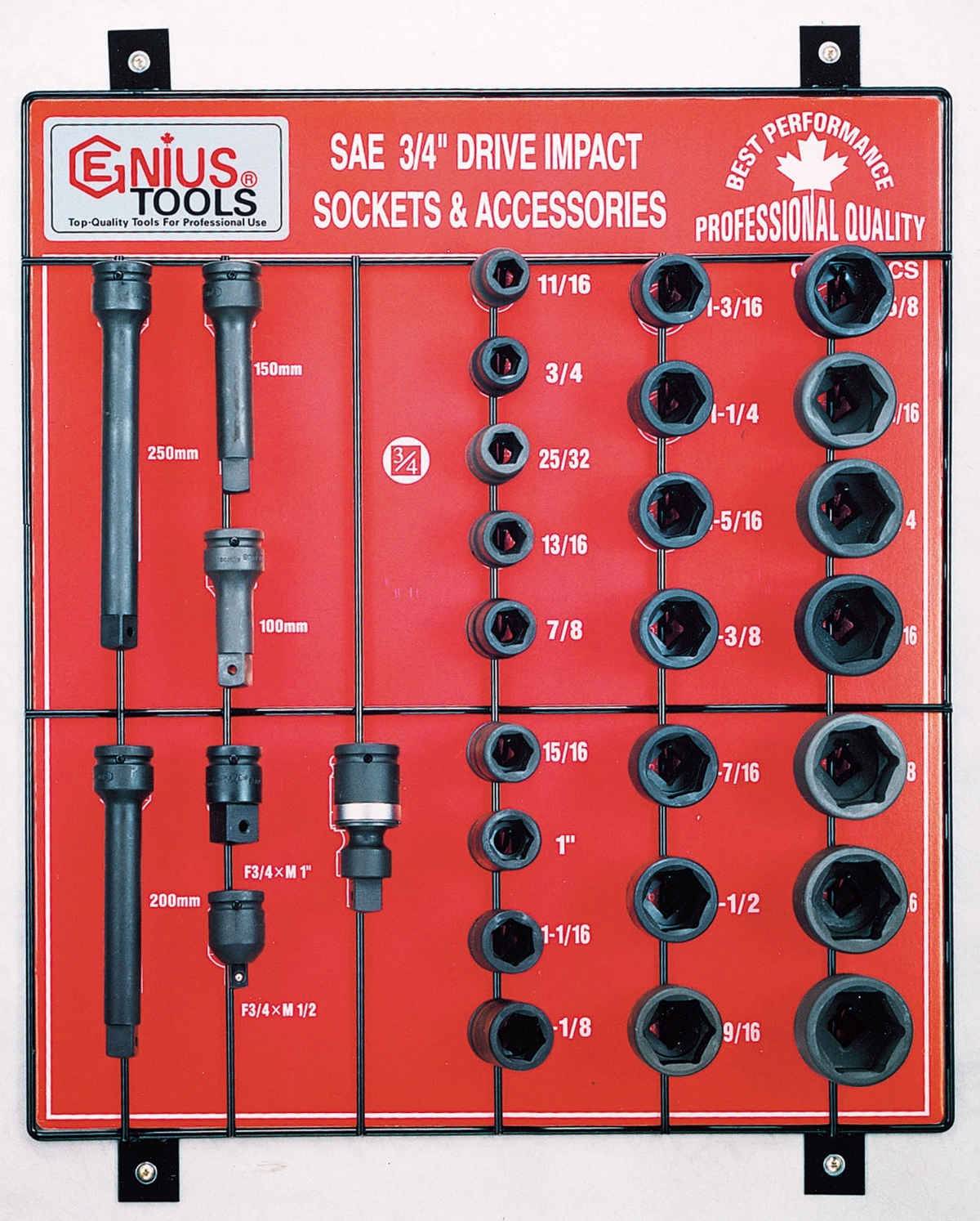 30PC 3/4" Dr. Impact Sockets Display Board