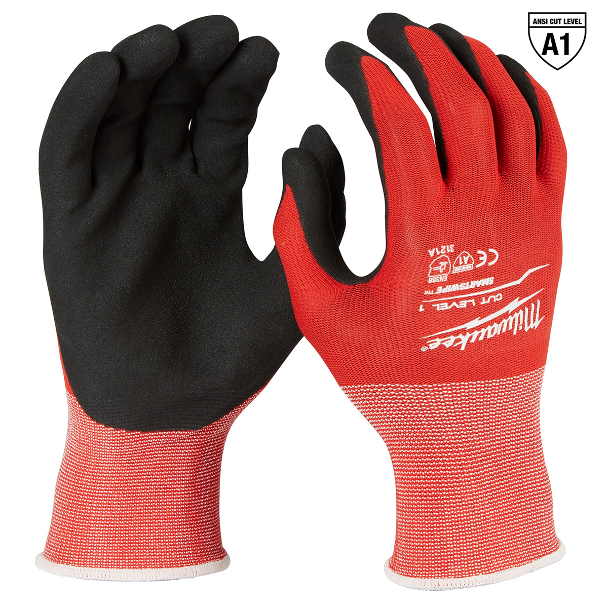 Red Nitrile Lvl 1 Cut Resist Dip Work Gloves Small