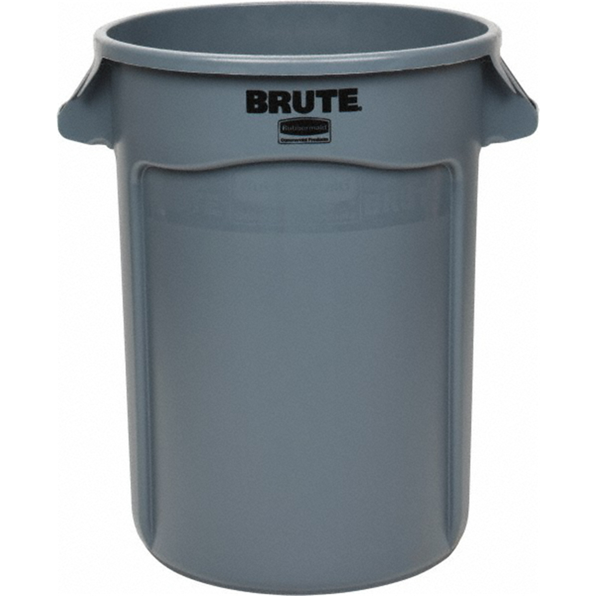 Round Polyethylene Trash Can, 32 Gal, Gray, 27.77" High