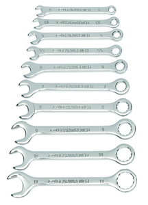 10 Piece Metric Midget Combination Wrench Set