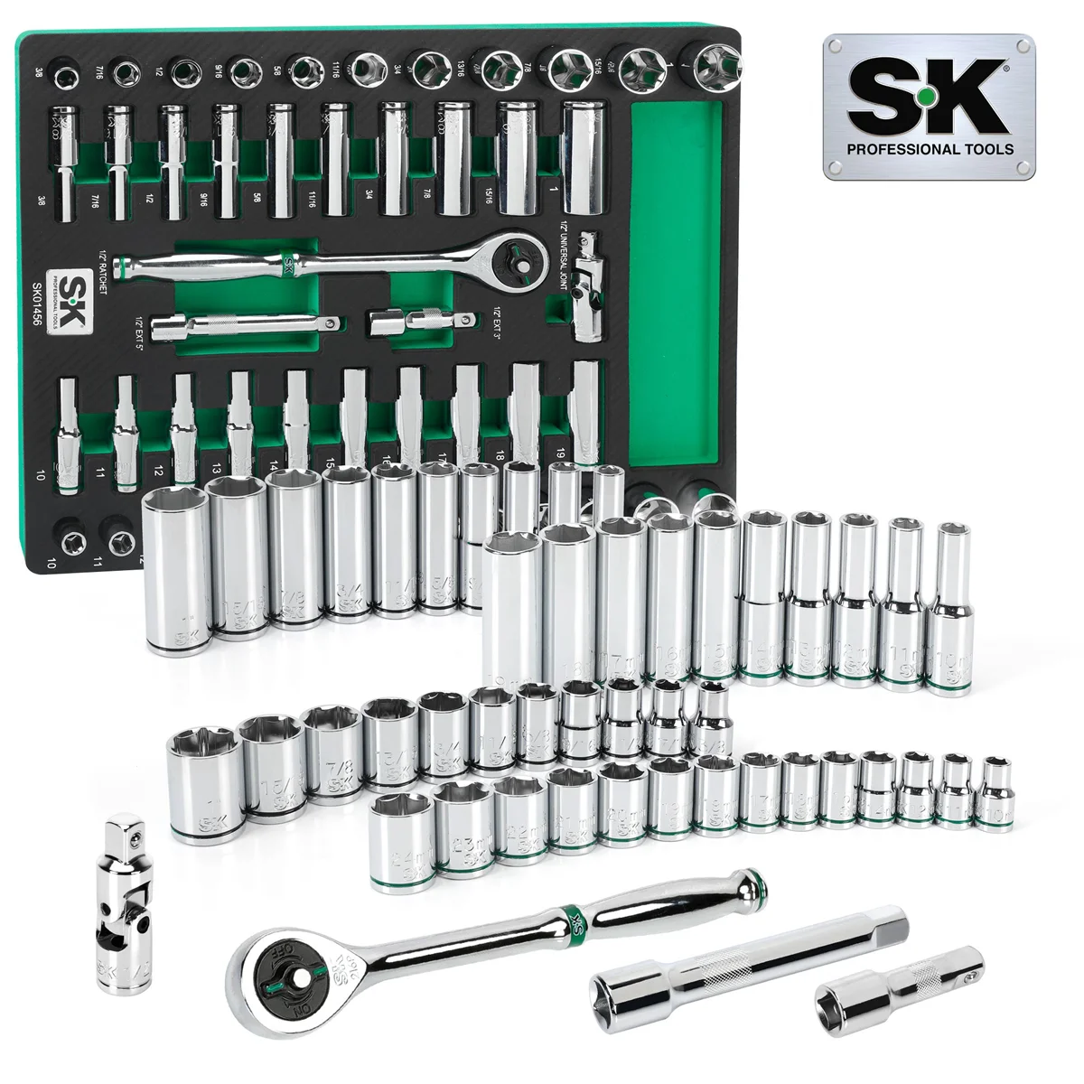 1/2" Drive, 49 Piece, 6 Point, Shallow & Deep, SAE... (image for) 1/2" Drive, 49 Piece, 6 Point, Shallow & Deep, SAE...