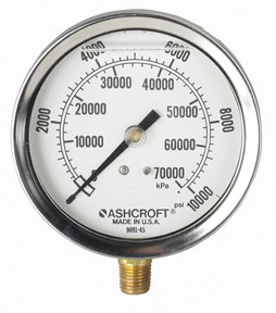 Pressure Gauge 2 Scales Liquid Filled