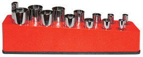 3/8 In Drive Deep Socket Organizer w/ Magnetic Base - Rocket Red