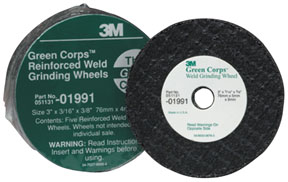 Green Corps(TM) Reinforced Weld Grinding Wheel 3 x 3/16 x 3/8 In