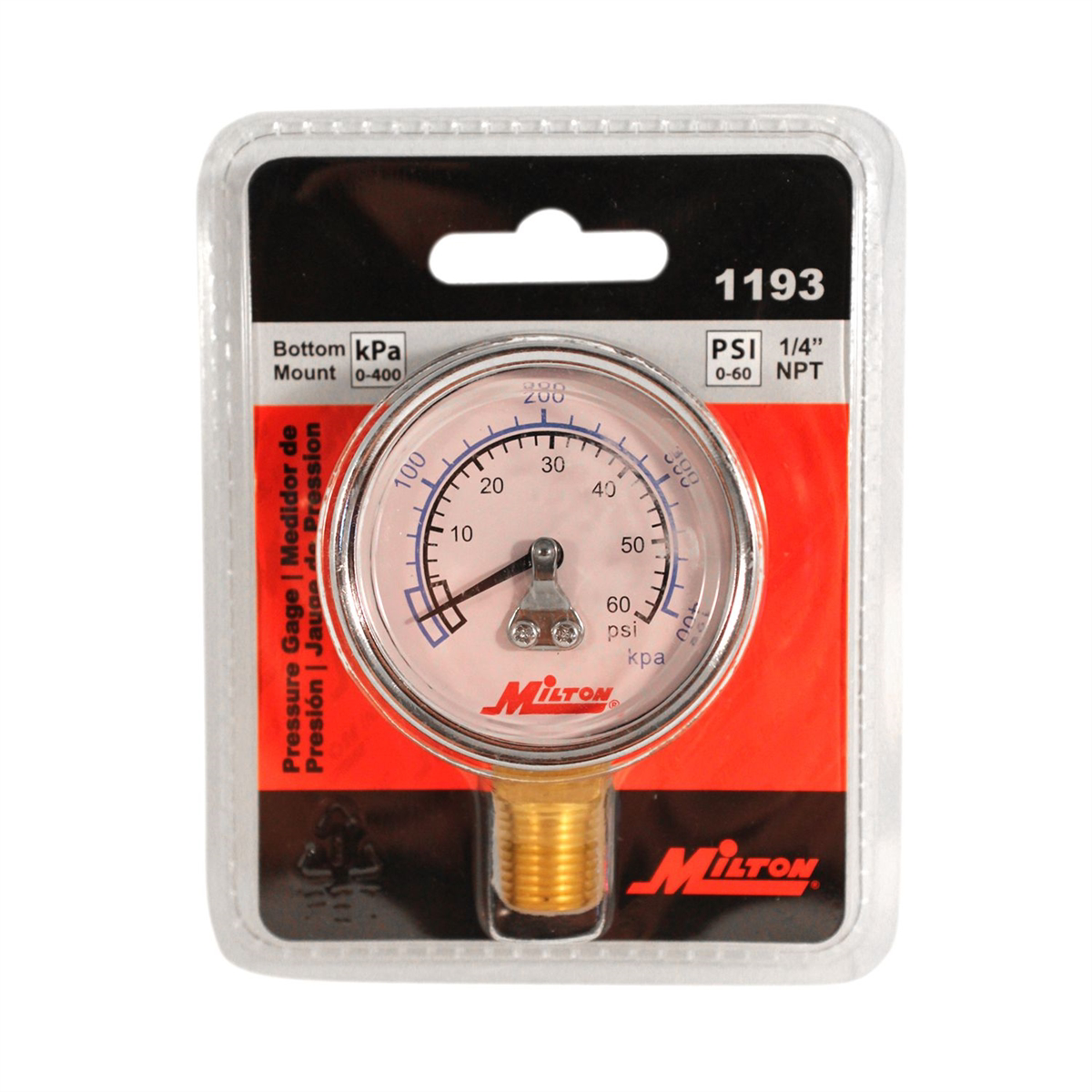 Pressure Gage 1/4 In NPT Bottom Mount 0-60 PSI