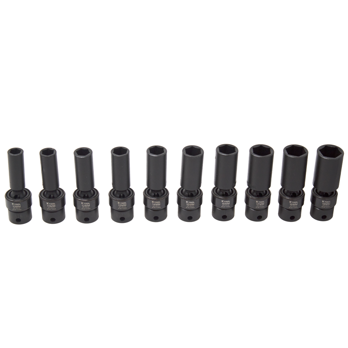 Deep Flex Impact Socket Set - 3/8 In Dr 6 Pt - 10 Piece