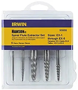 Screw Extractor 5 Piece Spiral Flute Pouched Set - Carded