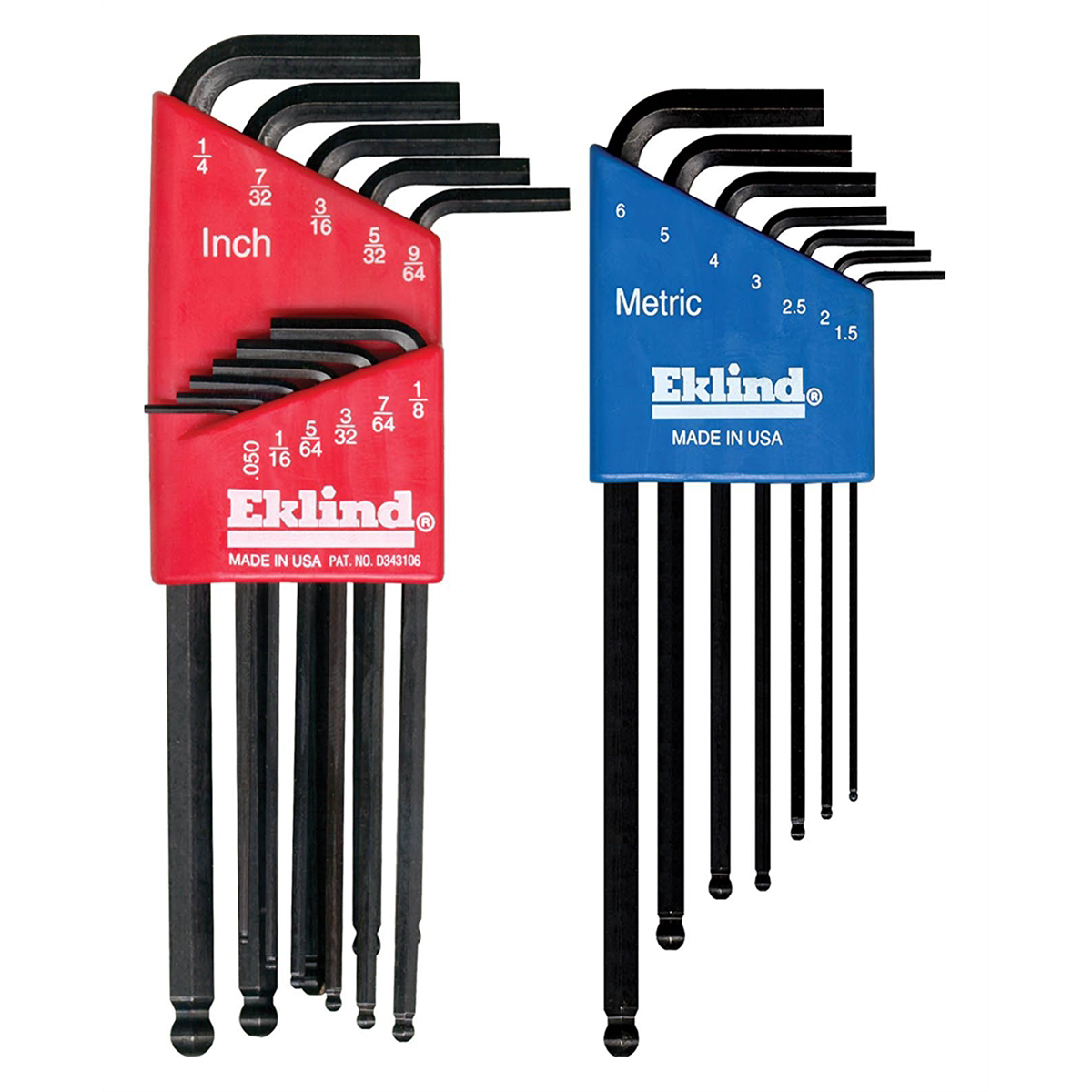 18-Pc Ball Hex Key Set Combo .050-1/4In 1.5-6mm