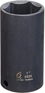 3/8 In Dr 6 Pt Deep Fractional Impact Socket - 1 In