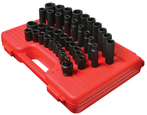 1/2 Inch Drive Regular & Deep SAE Impact Socket Set - 39-Pc