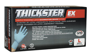 Thickster Lightly Powdered Textured Latex Exam Gloves 50/Box Med