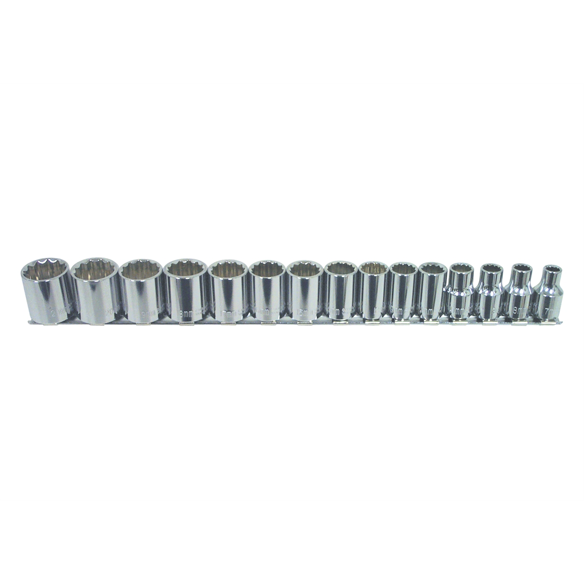 3/8 In Dr 12 Pt Shallow Metric Socket Set - 15-Pc