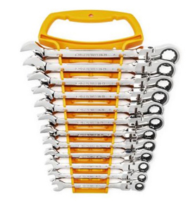 Metric Flex Head Combo GearWrench Set - 12-Pc w/ Wrench Rack