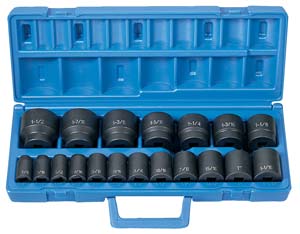 1/2 In Dr SAE Impact Socket Set - 19-Pc