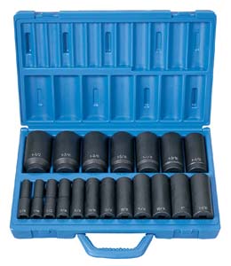 1/2" Drive 19 Pc. Deep Length Fractional Master Set