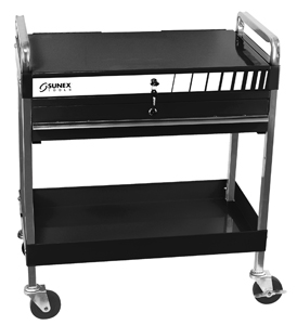 Service Cart w/ Locking Top & Drawer - Black