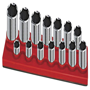 1/2 Inch Drive Shallow Socket Organizer w/ Magnetic Base 14 Hole