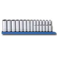 3/8 In Drive 6 Point Deep Metric Socket Set - 14-Pc