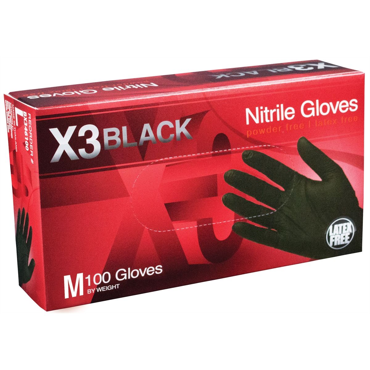 Ammex Corporation M X3 Powder Free, Textured, Black Nitrile BX344100