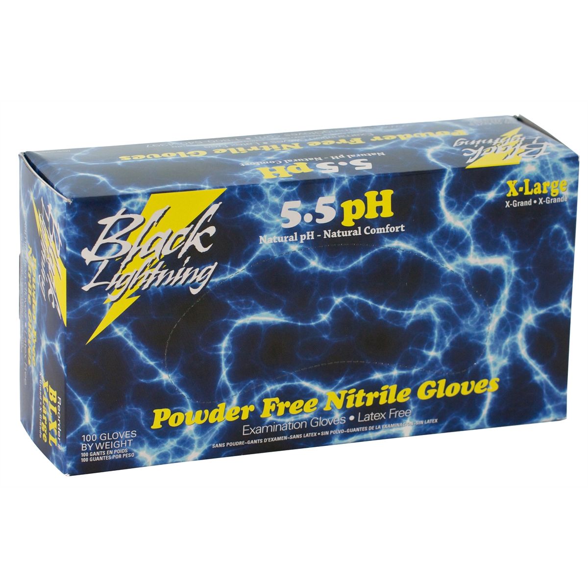 Atlantic Safety Products BL-L Black Lightning Powder Free Nitrile Gloves  Size La
