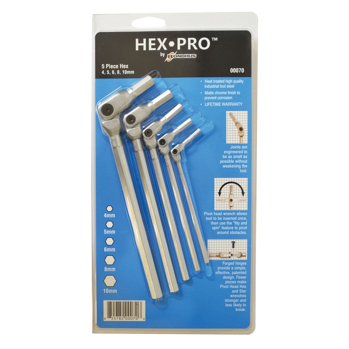 5PC HEX PRO PIVOT HEAD METRIC HEX WRENCH SET