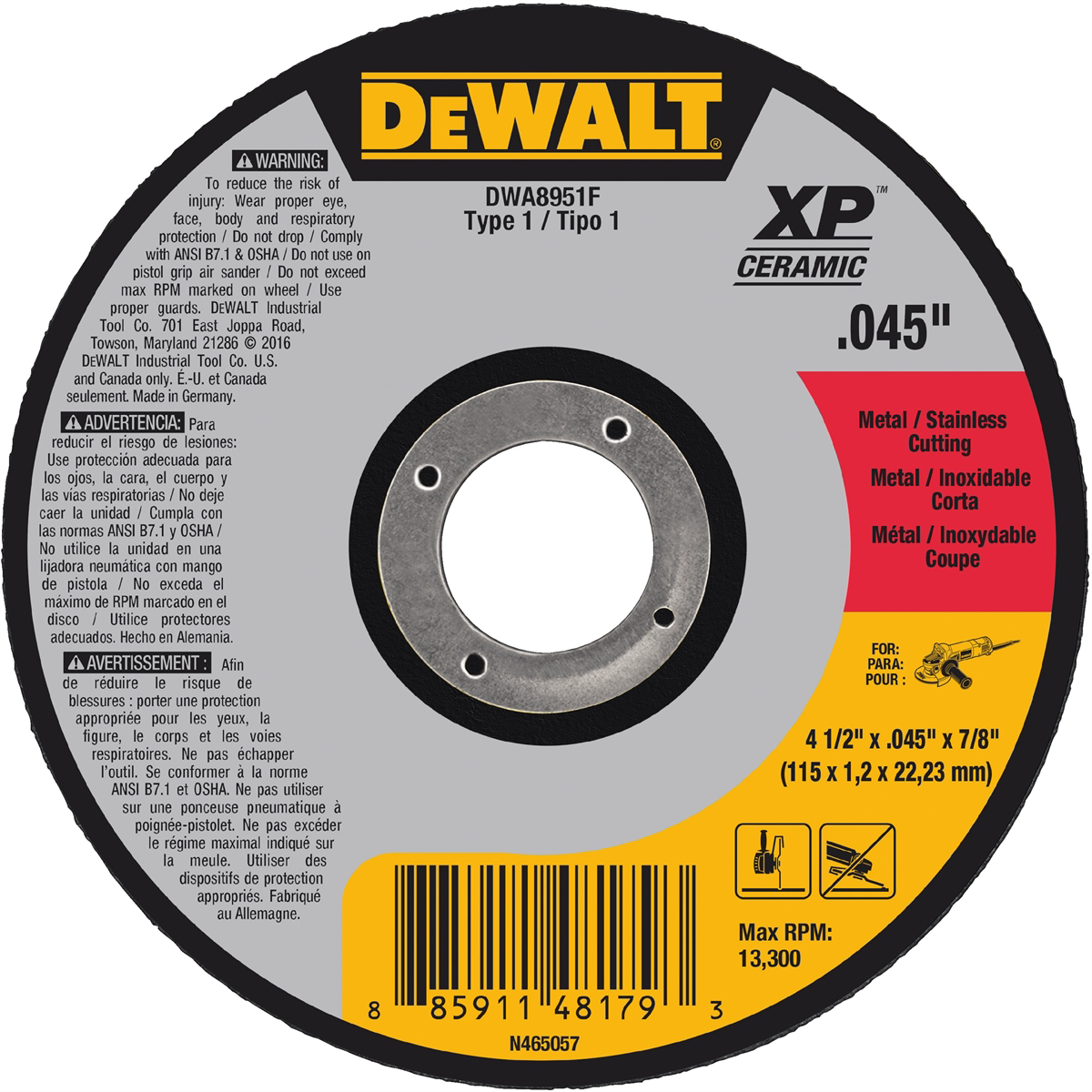 6" x .045" x 7/8" T1 XP CER Cut-Off Wheel