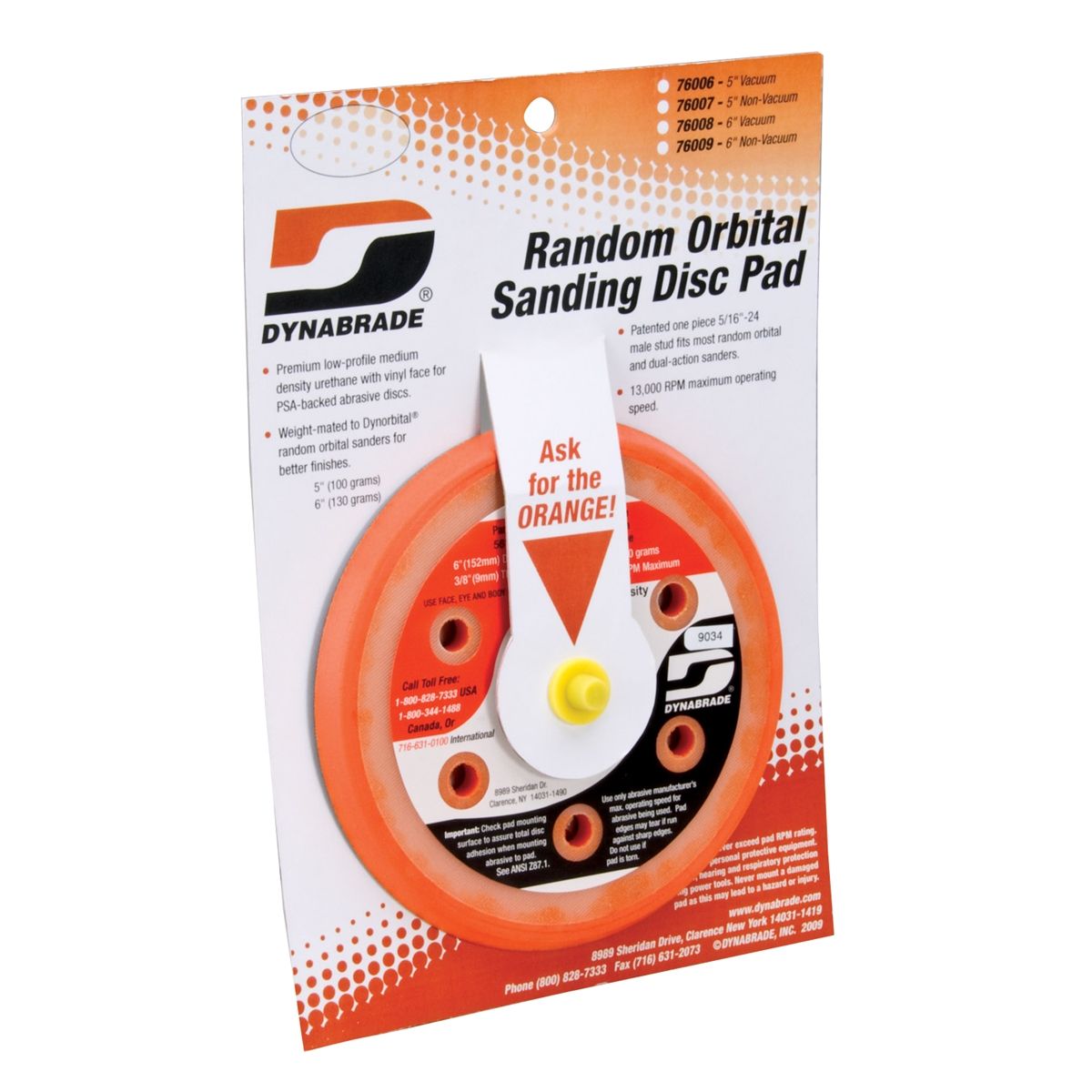 6" Vacuum Orbital Sanding Pad (on hanger card)