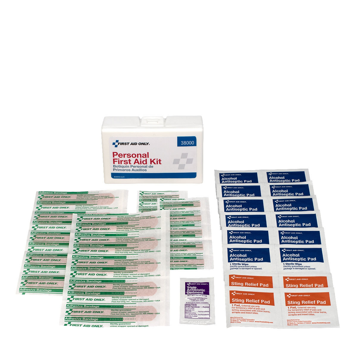 Personal First Aid Kit 38 Piece Plastic Case