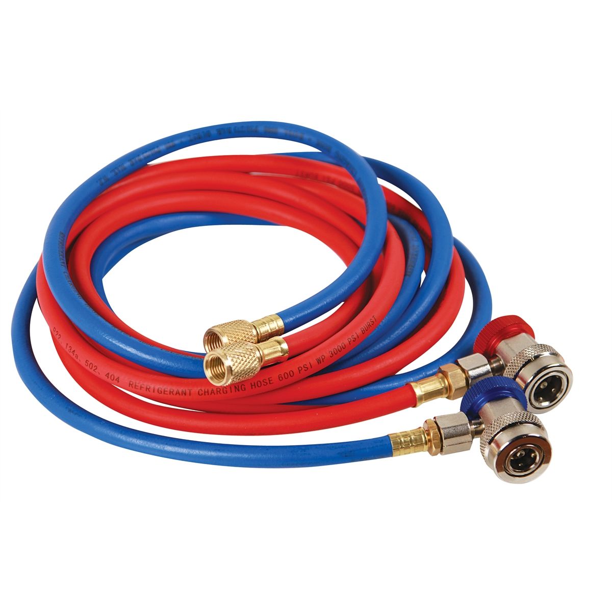 R134a Charging Hose Set w Manual Couplers 10 Ft Re...