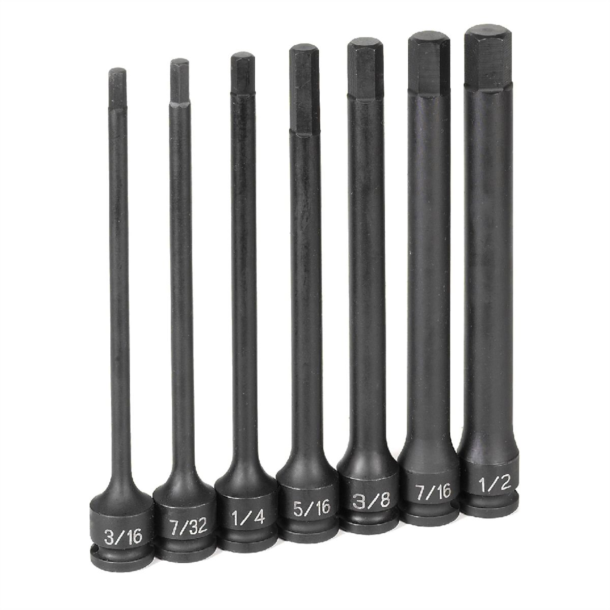 3/8 Inch Drive Fractional Hex Driver Set 6'' Length - 7-Pc