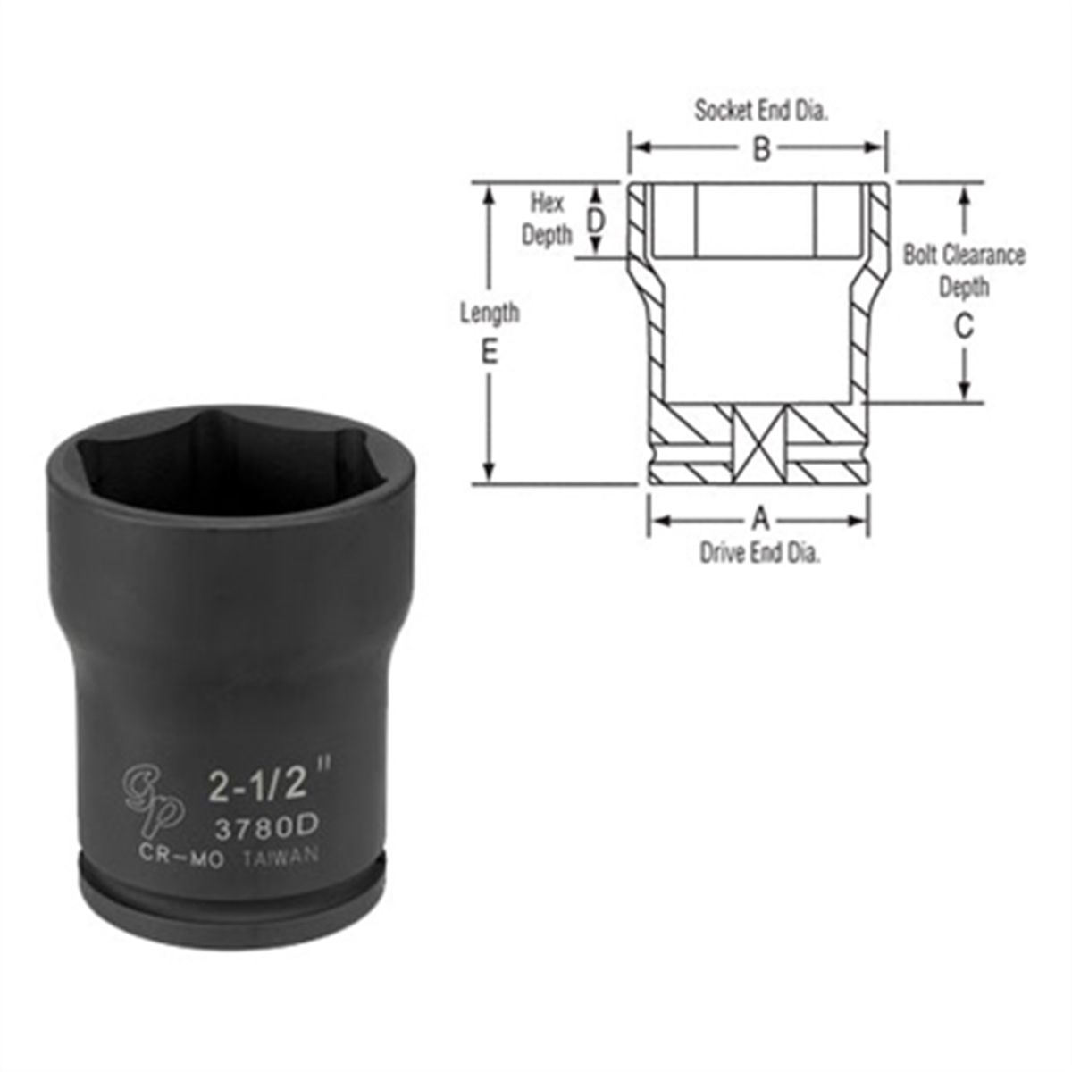 3/4 In Dr Deep Truck Pinion Locknut Impact Socket - 2-3/4 In