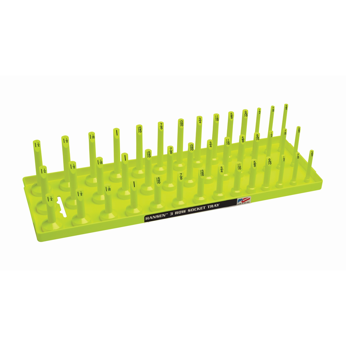 1/2" SAE 3-Row Socket Tray - Hi-Viz Yellow