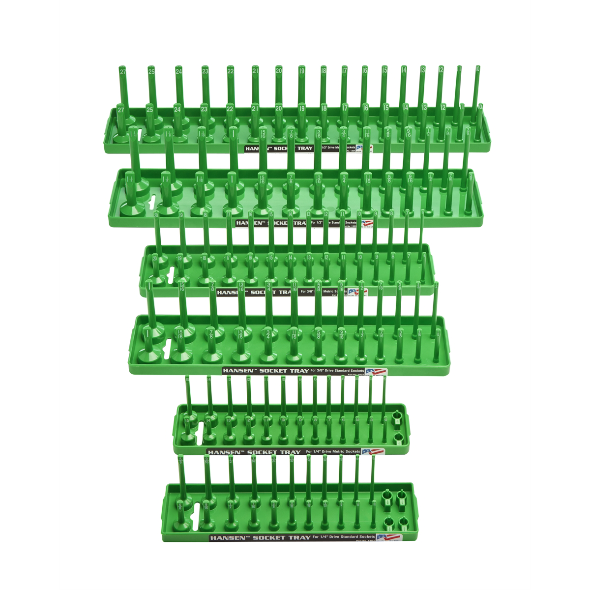 Six Piece Green Socket Tray